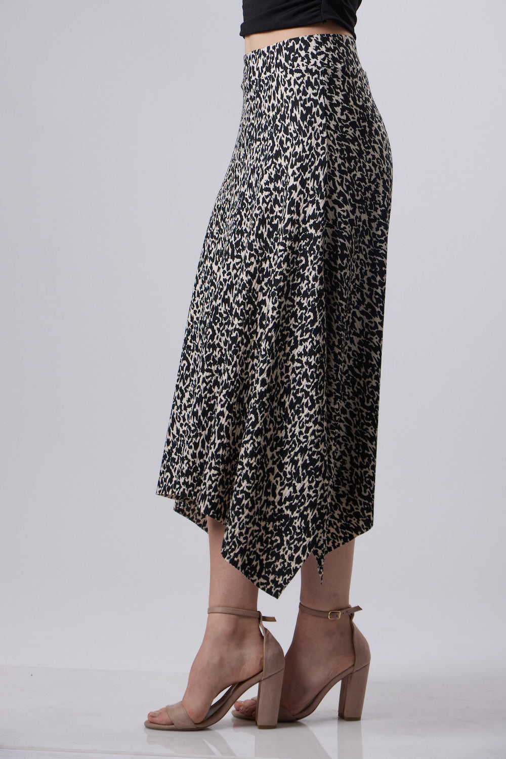 Dalia Midi Skirt - Black and Beige