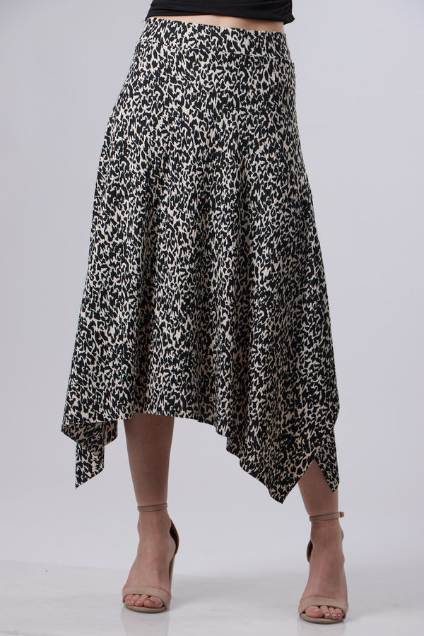 Dalia Midi Skirt - Black and Beige