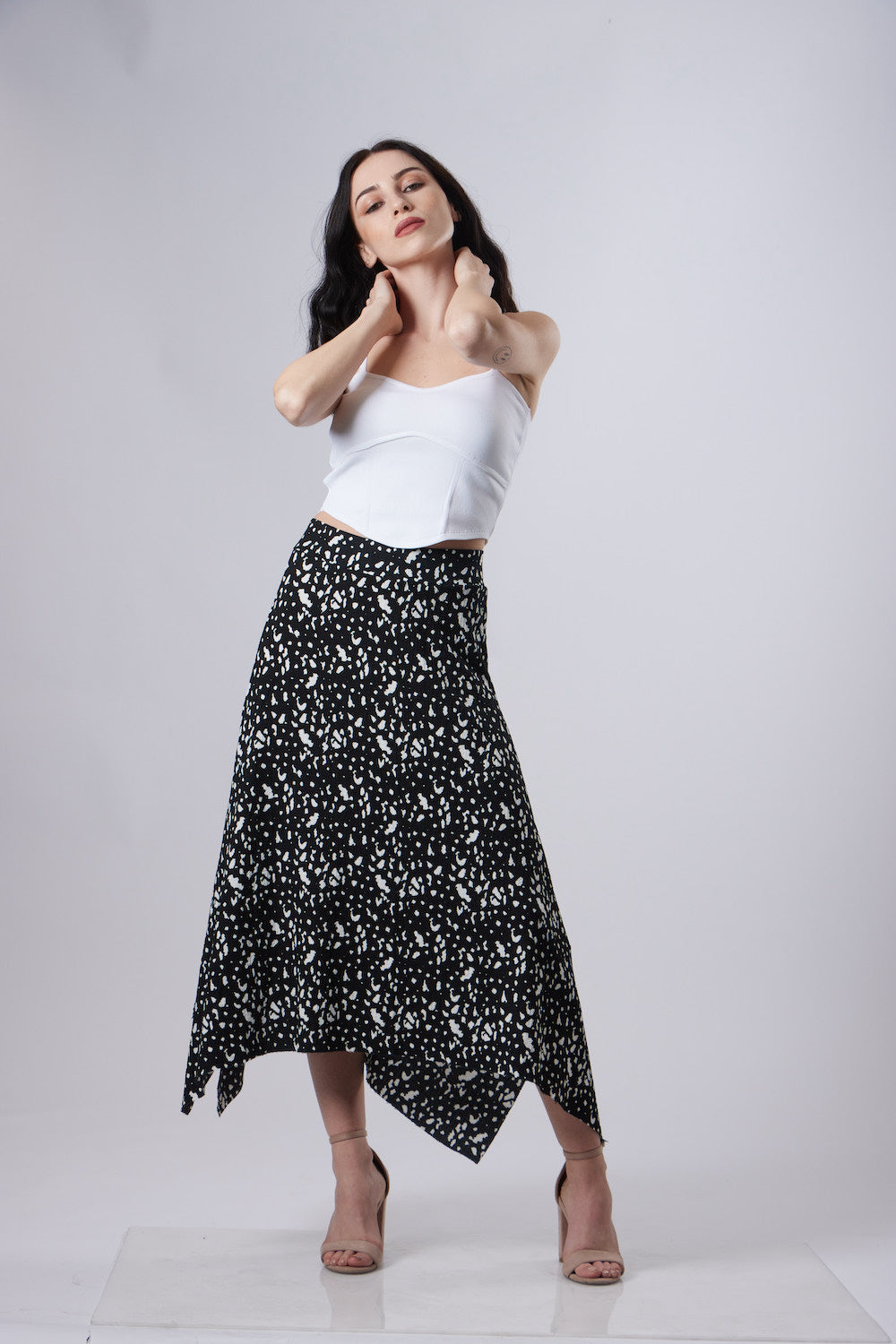 Dalia Midi Skirt - Black and White