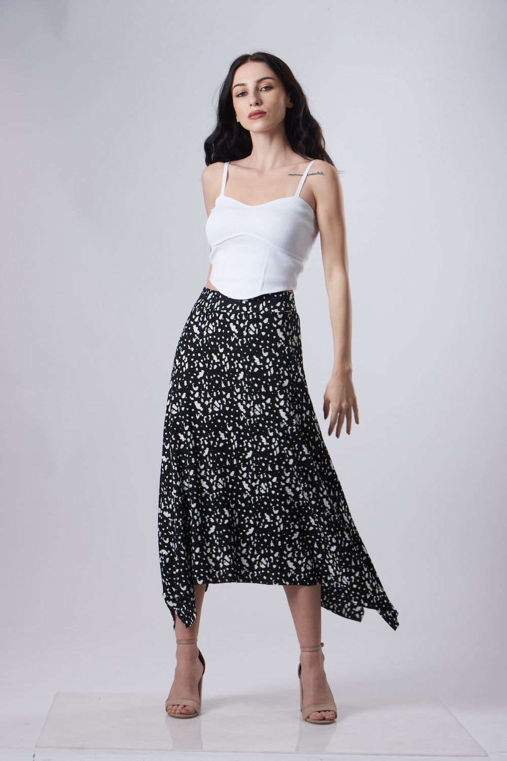 Dalia Midi Skirt - Black and White