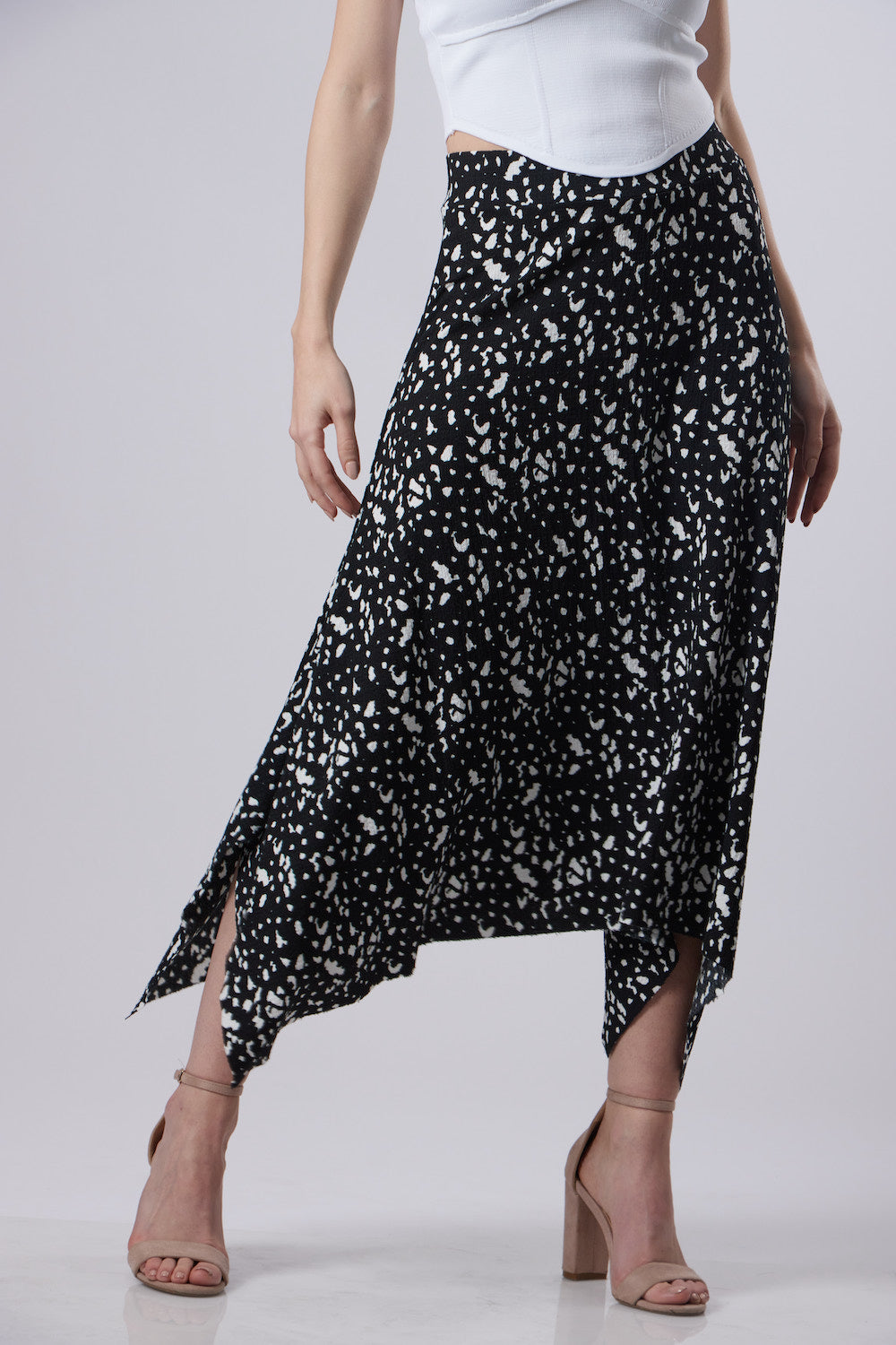 Dalia Midi Skirt - Black and White