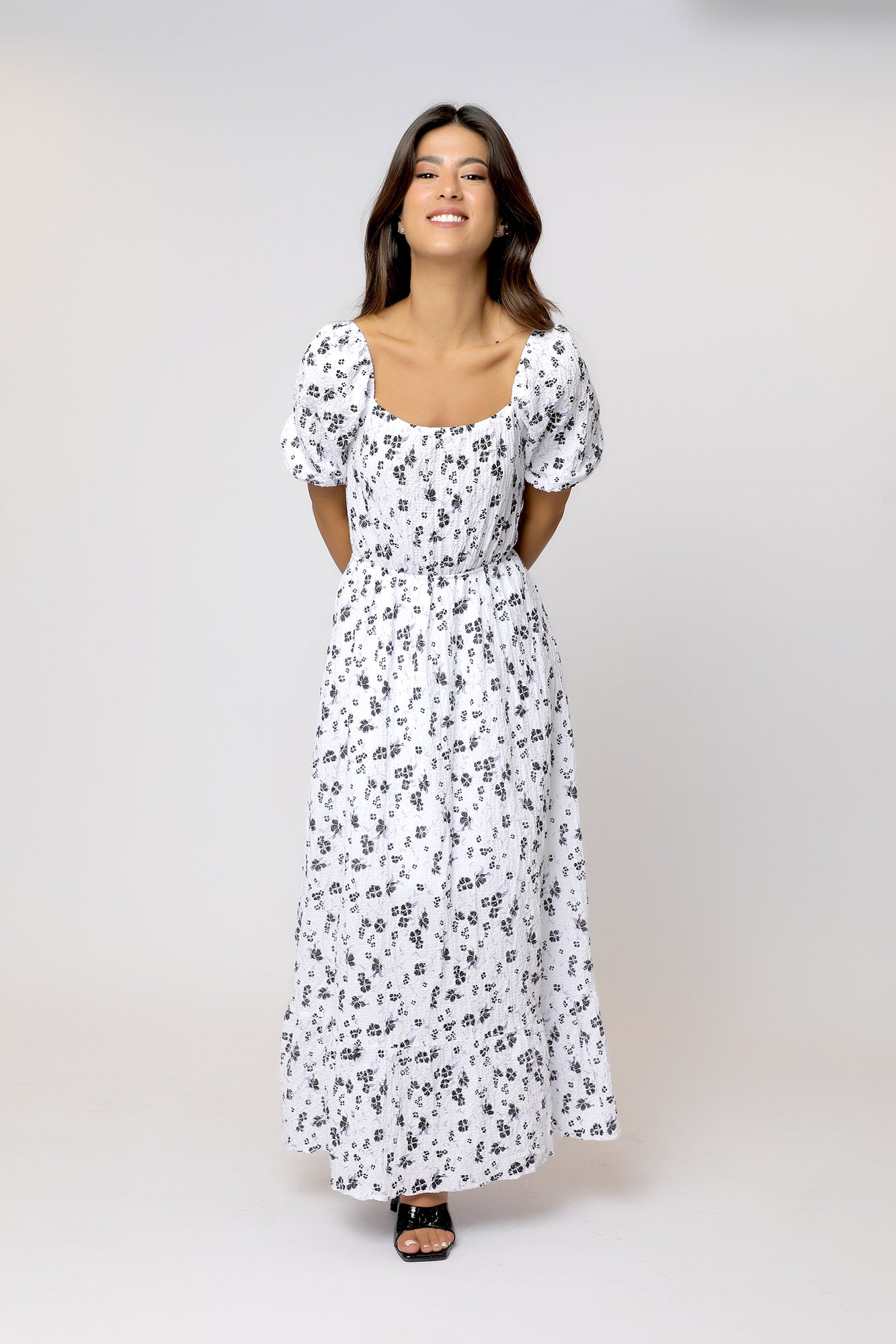 Alena Midi Dress - Floral White