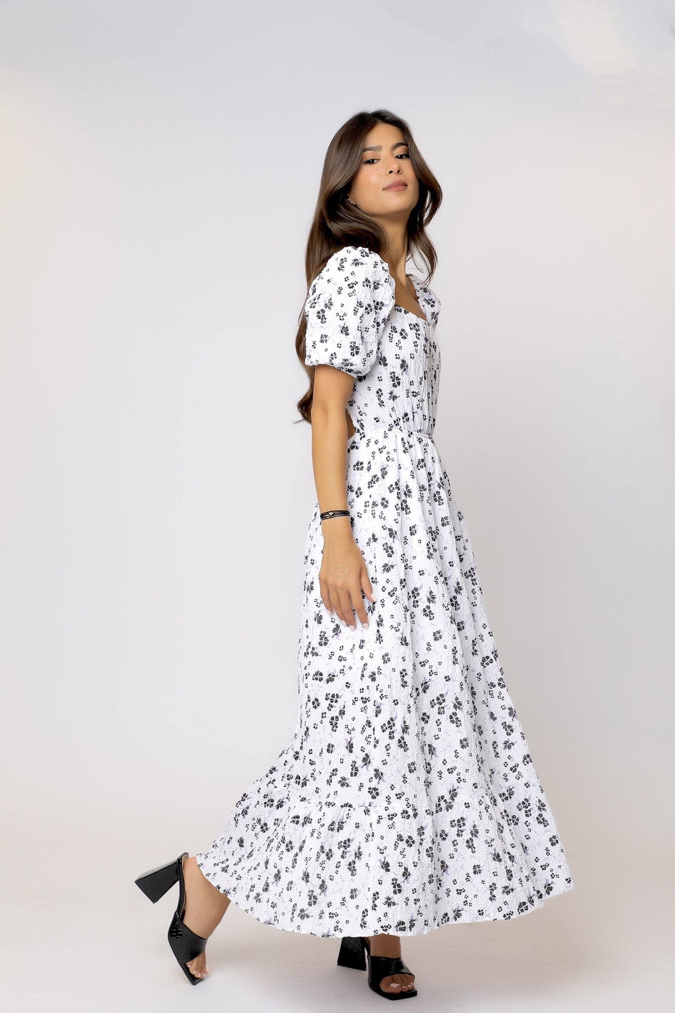 Alena Midi Dress - Floral White