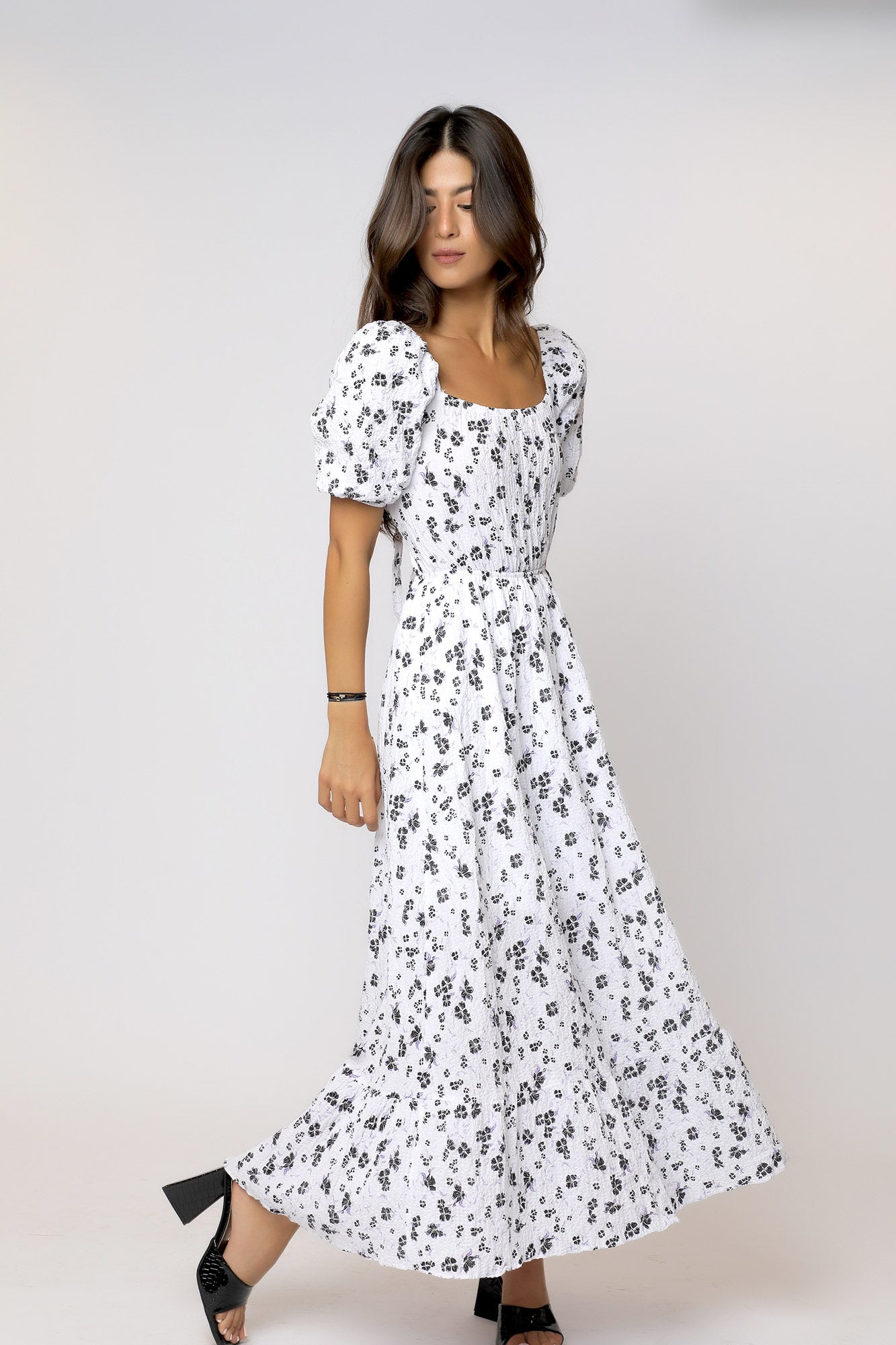 Alena Midi Dress - Floral White