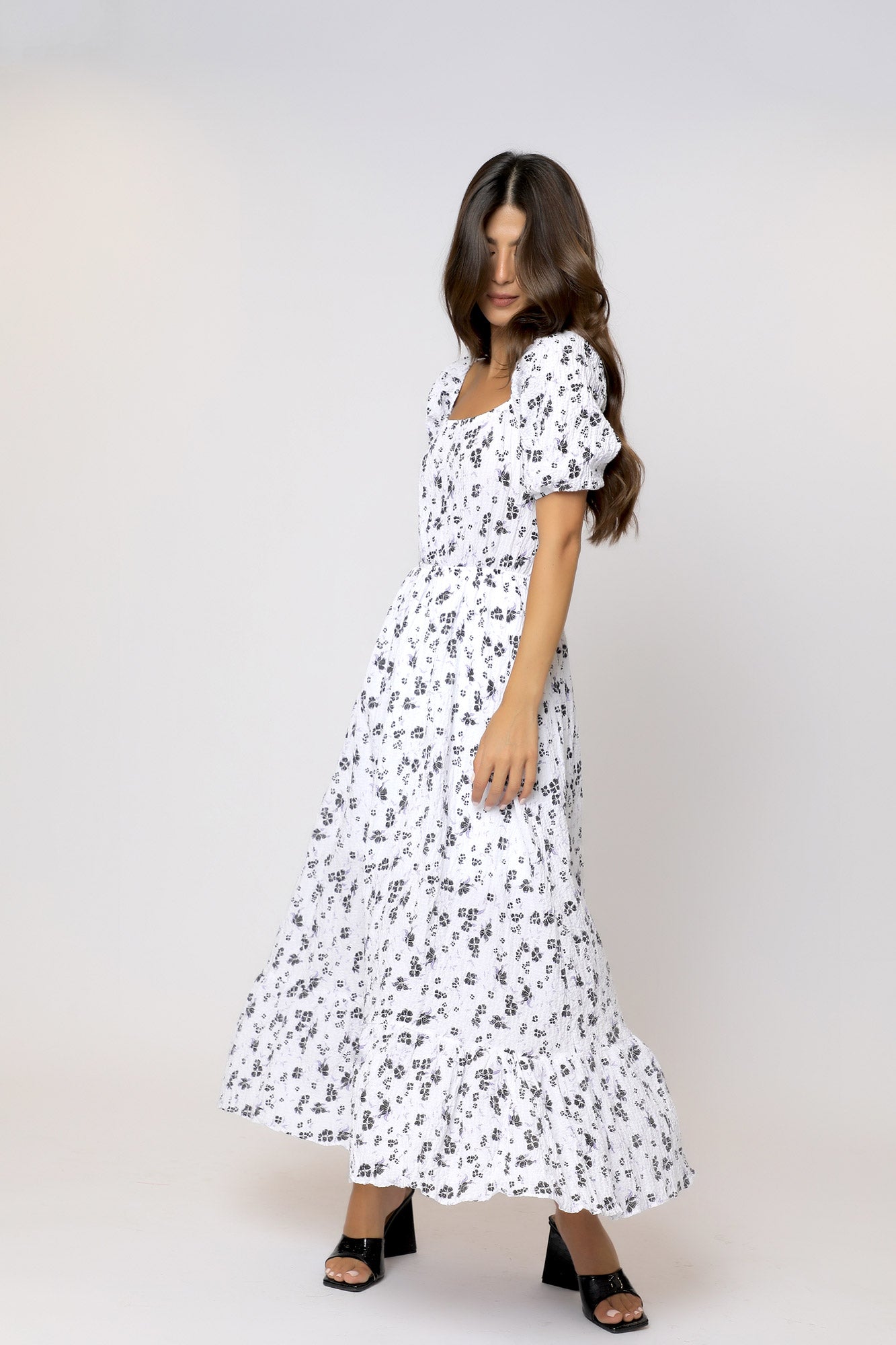 Alena Midi Dress - Floral White