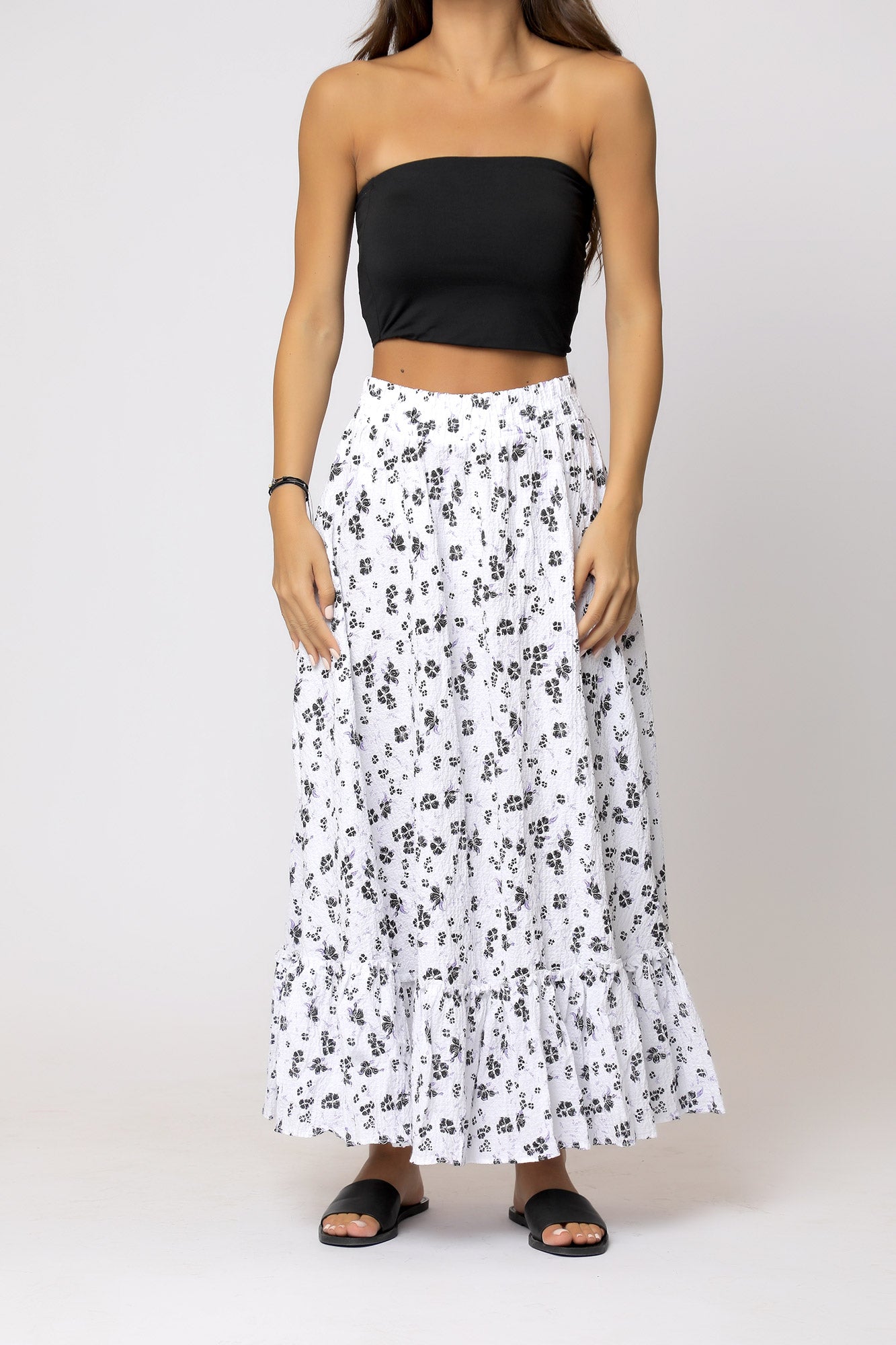 Lyla Maxi Skirt - Floral White