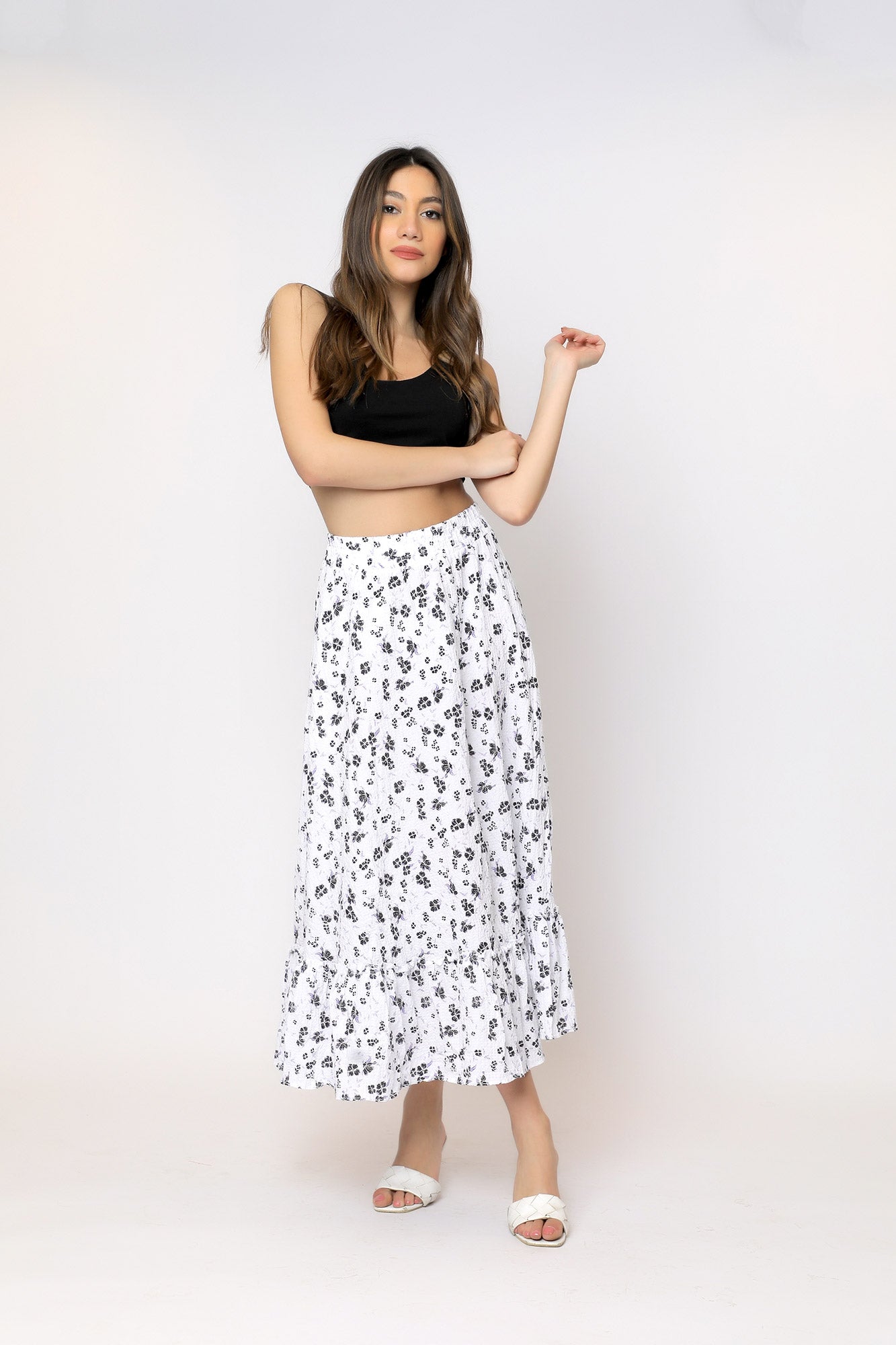 Lyla Maxi Skirt - Floral White