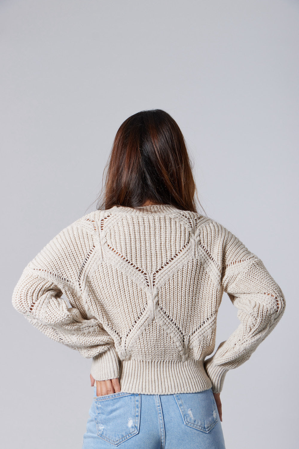 Cable-Knit Sweater - Beige