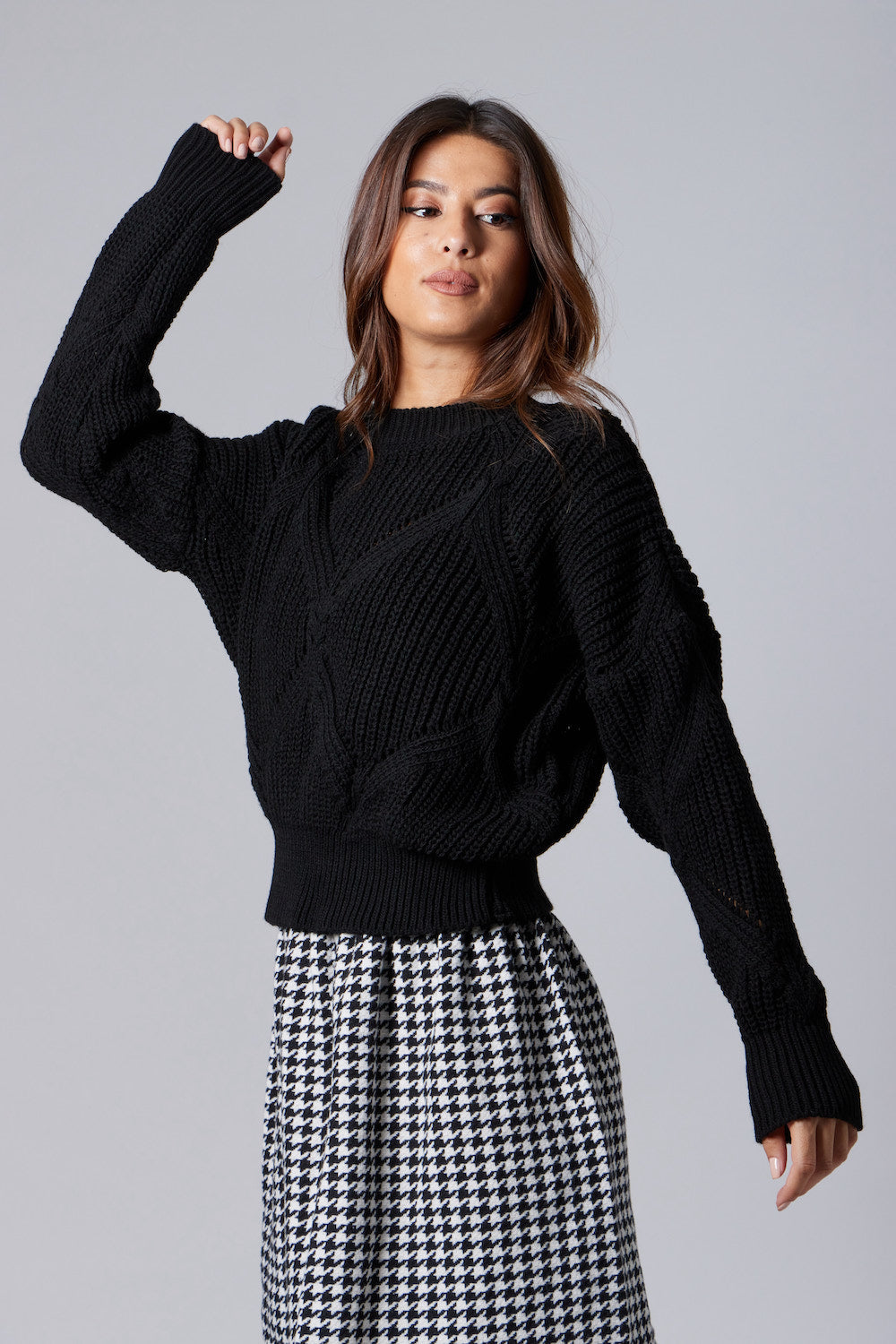 Cable-Knit Sweater - Black