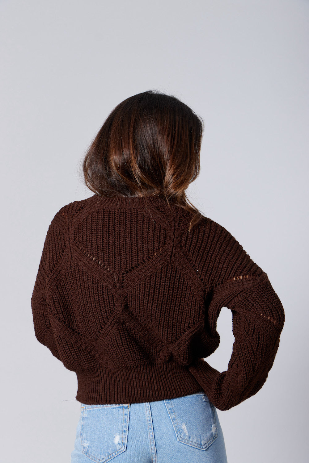 Cable-Knit Sweater - Brown