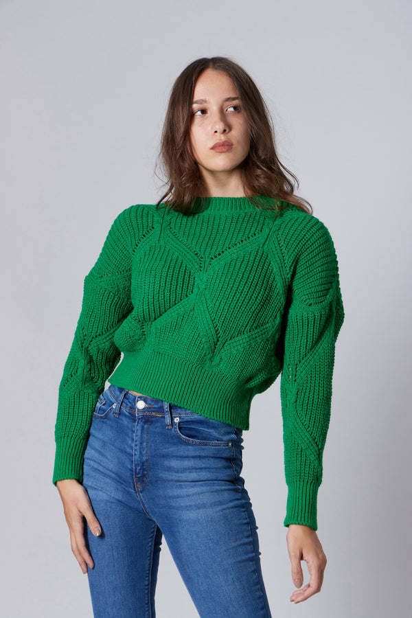 Cable-Knit Sweater - Green