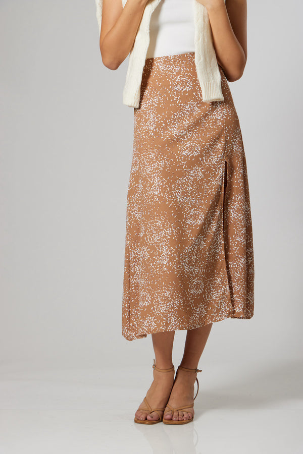 Sariah Midi Skirt - Printed Beige