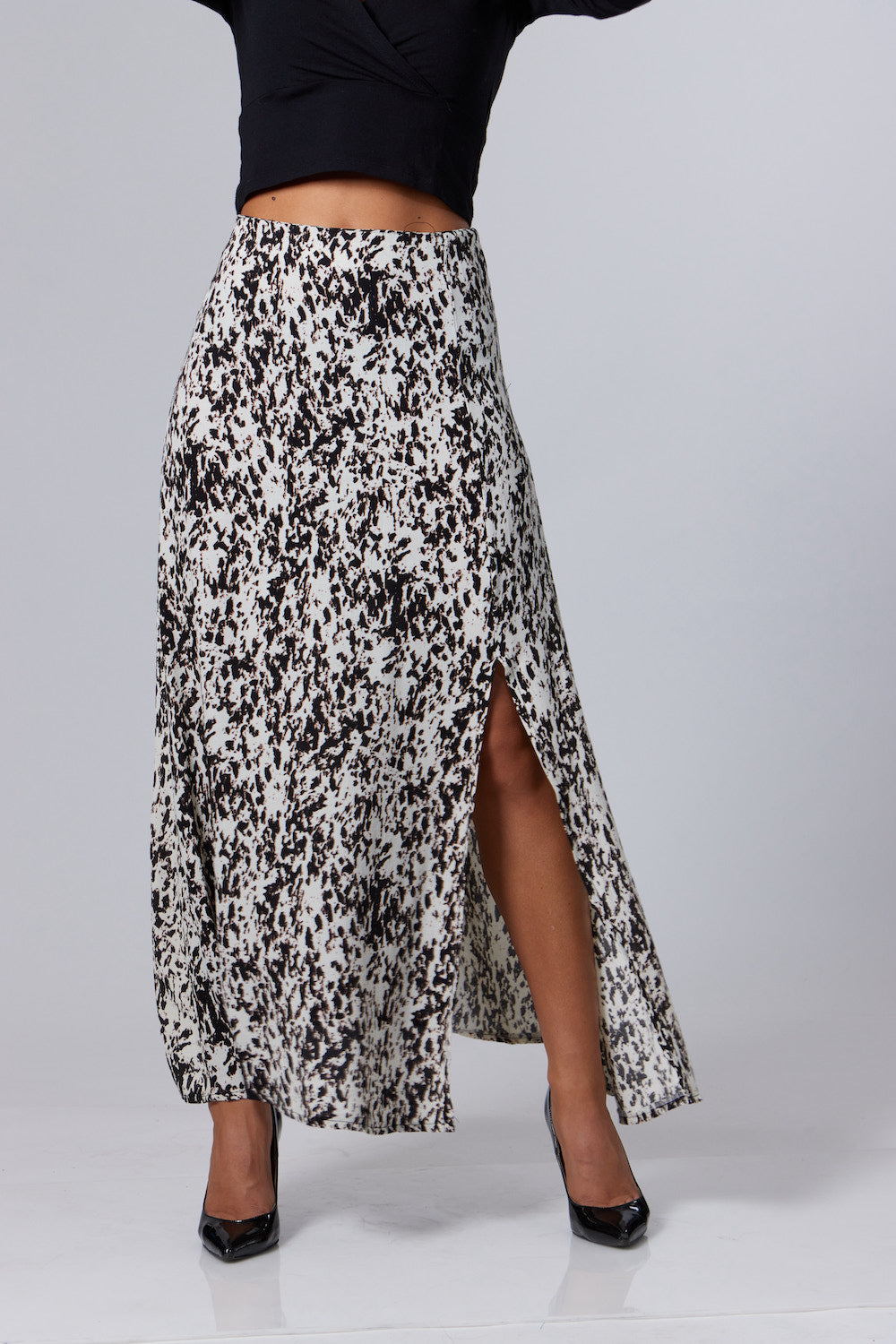 Sariah Midi Skirt - Printed Off-White