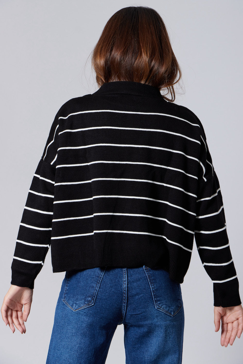 Striped Knit Sweater - Black / Off-White