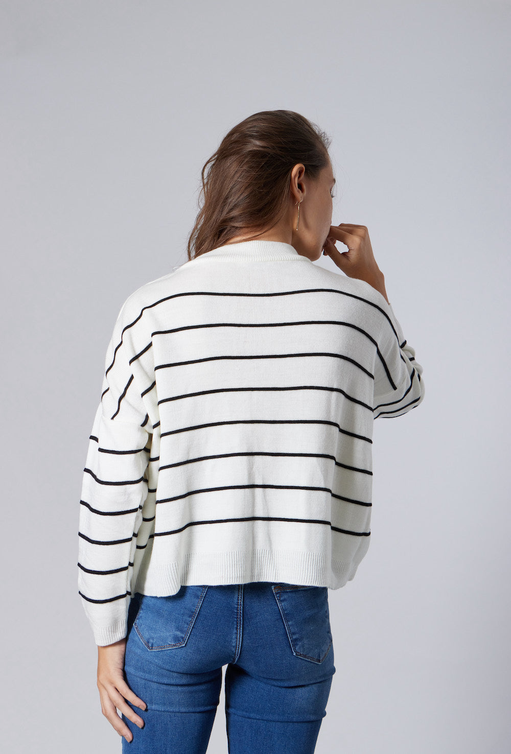 Striped Knit Sweater - Off-White / Black