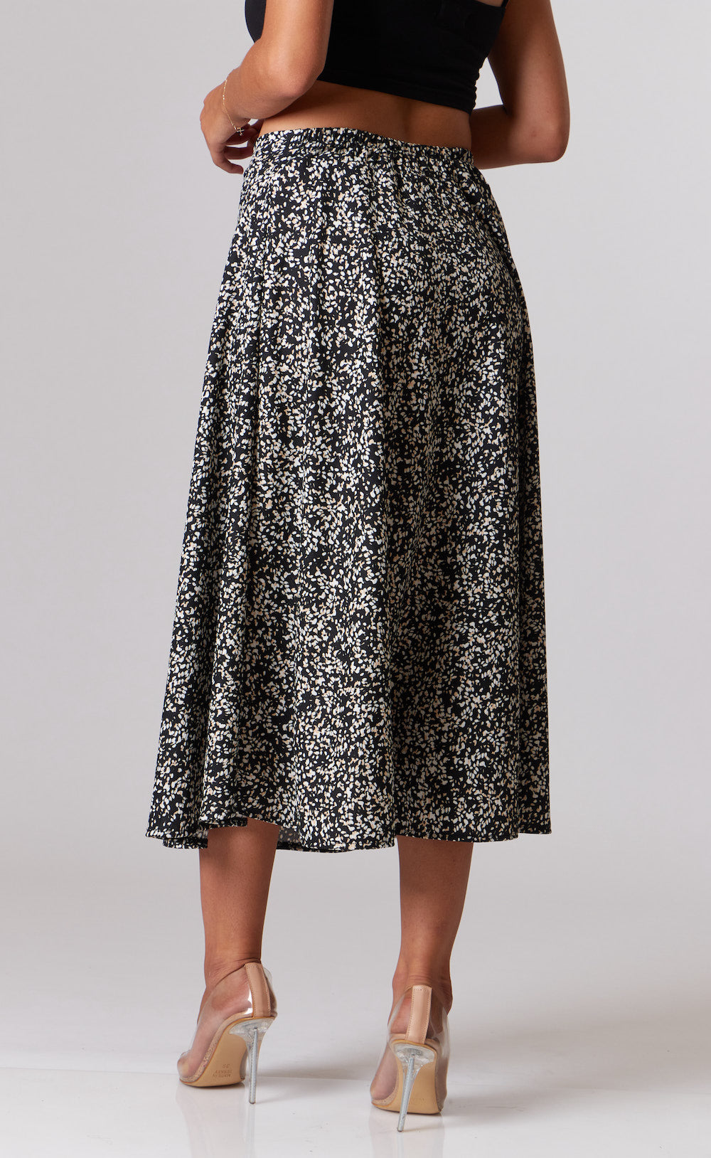 Ayla Midi Skirt - Black, White and Beige