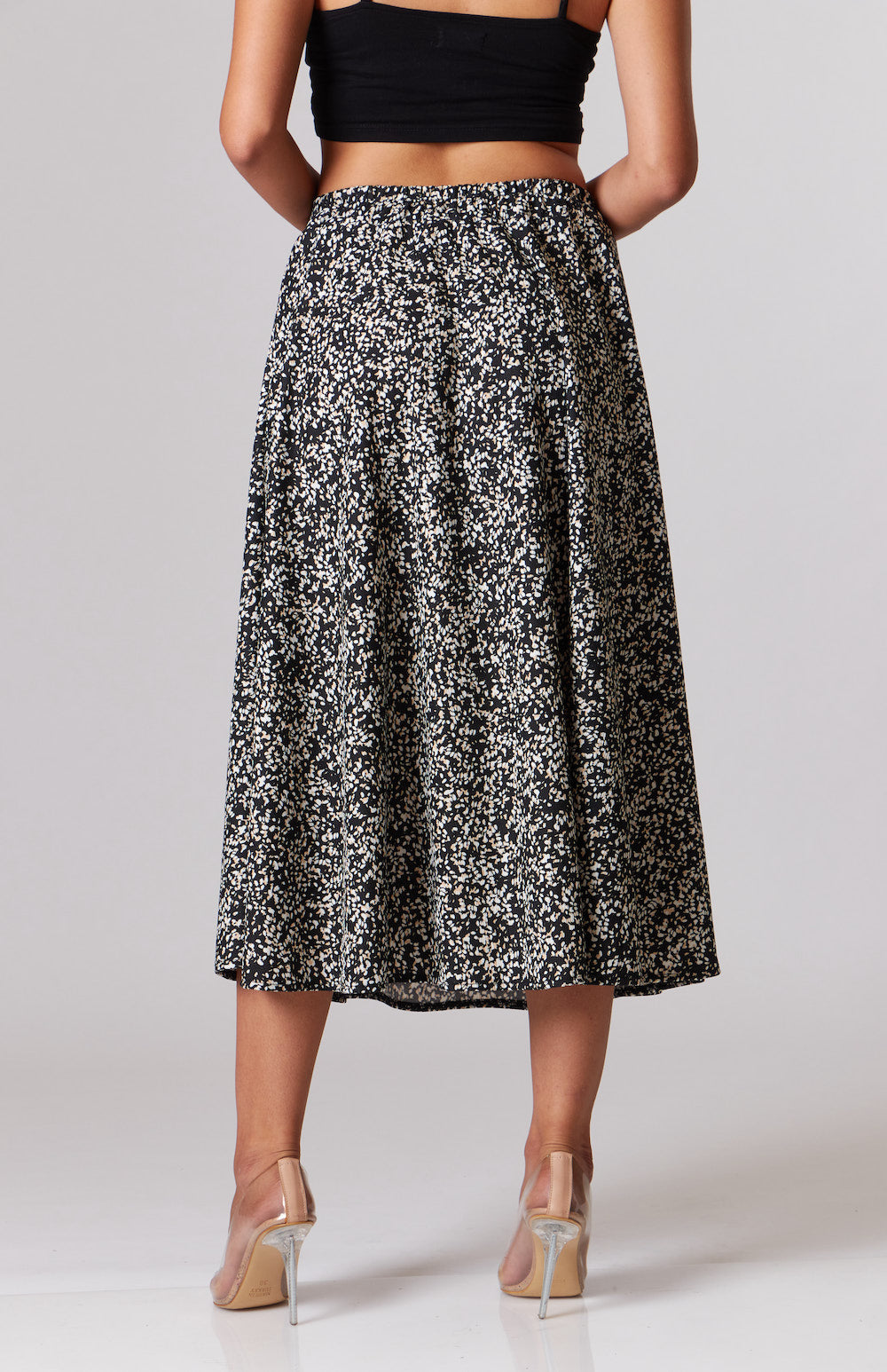 Ayla Midi Skirt - Black, White and Beige