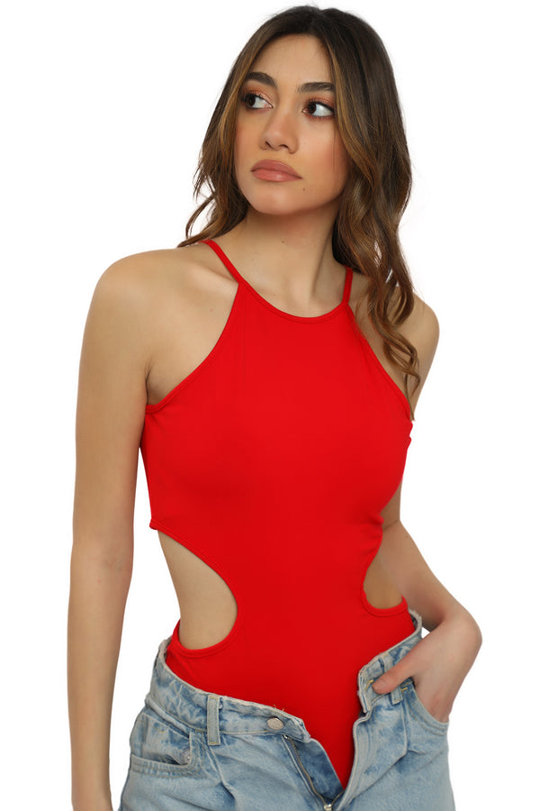 Cut Out Bodysuit - Red