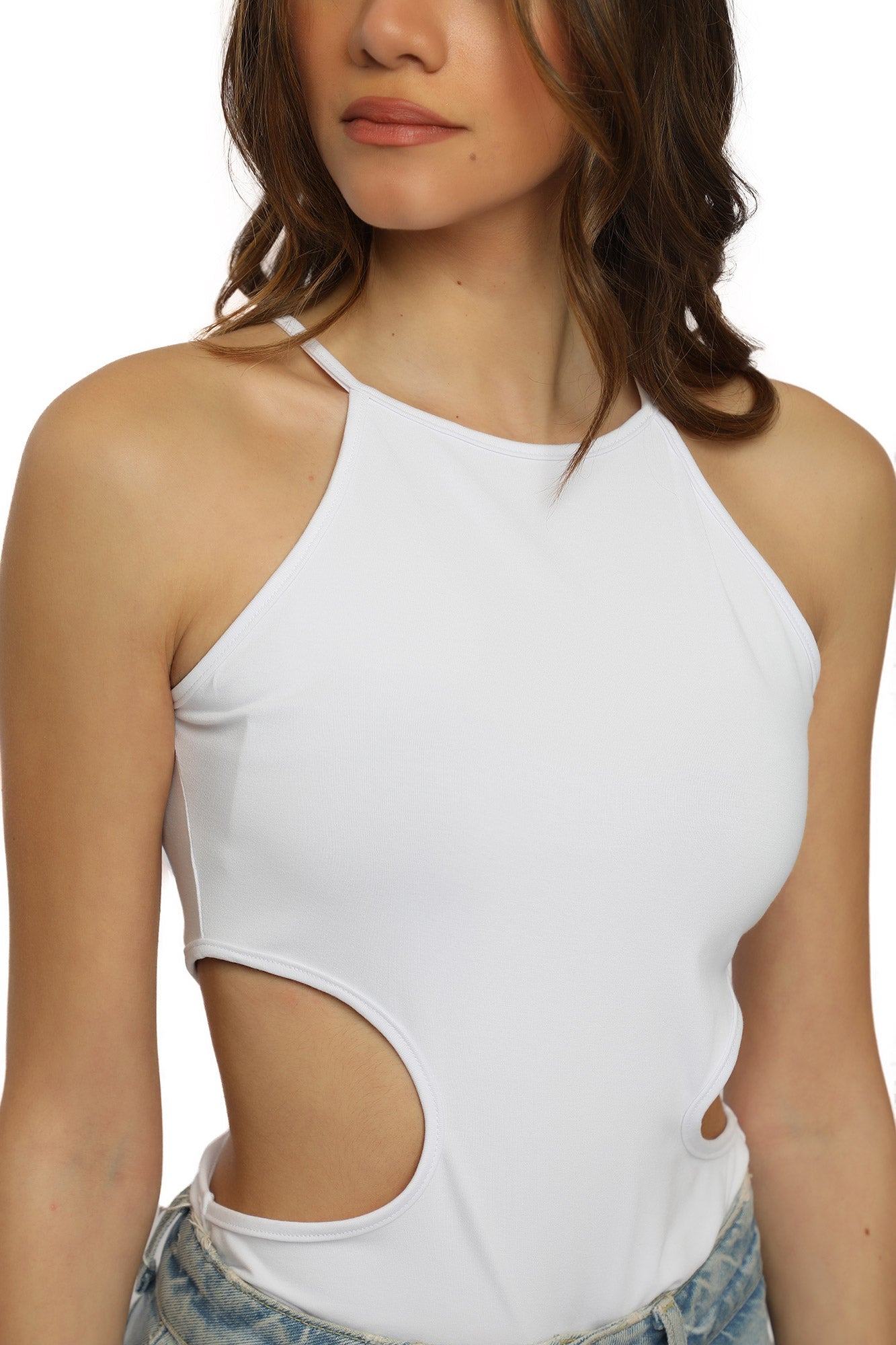 Cut Out Bodysuit - White