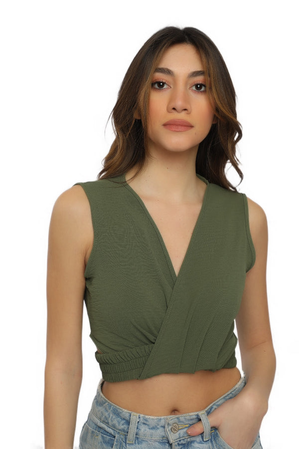 Tiya Crop Top - Olive Green