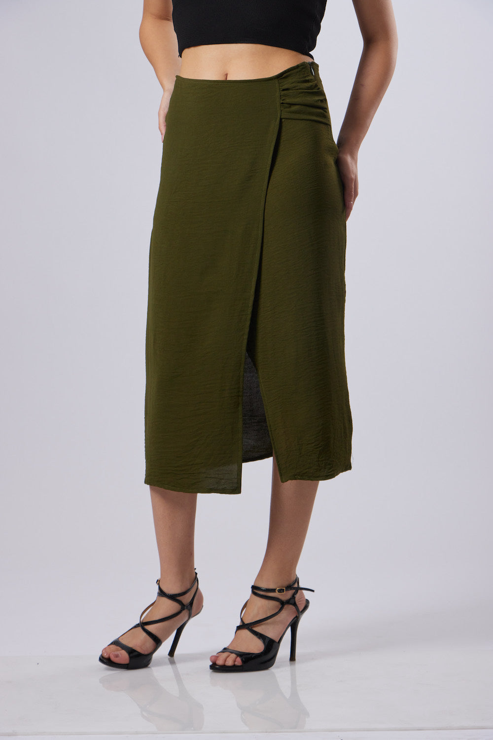 Louisa Midi Skirt - Olive Green