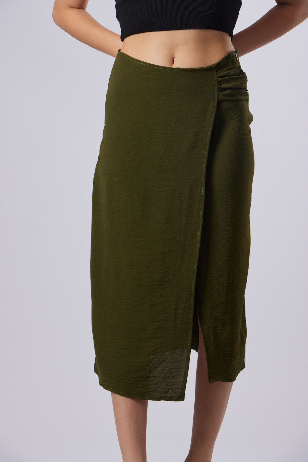 Louisa Midi Skirt - Olive Green