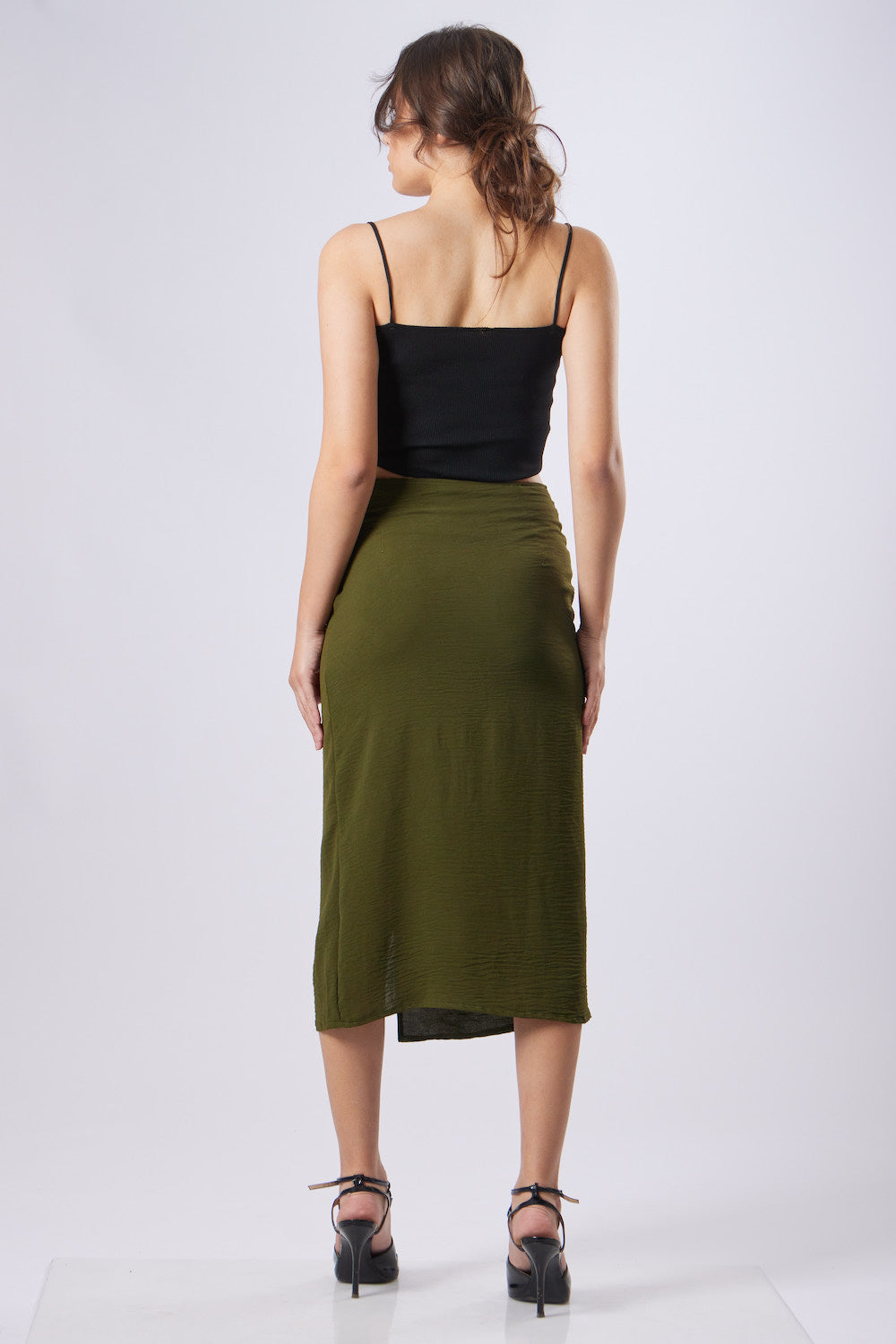 Louisa Midi Skirt - Olive Green