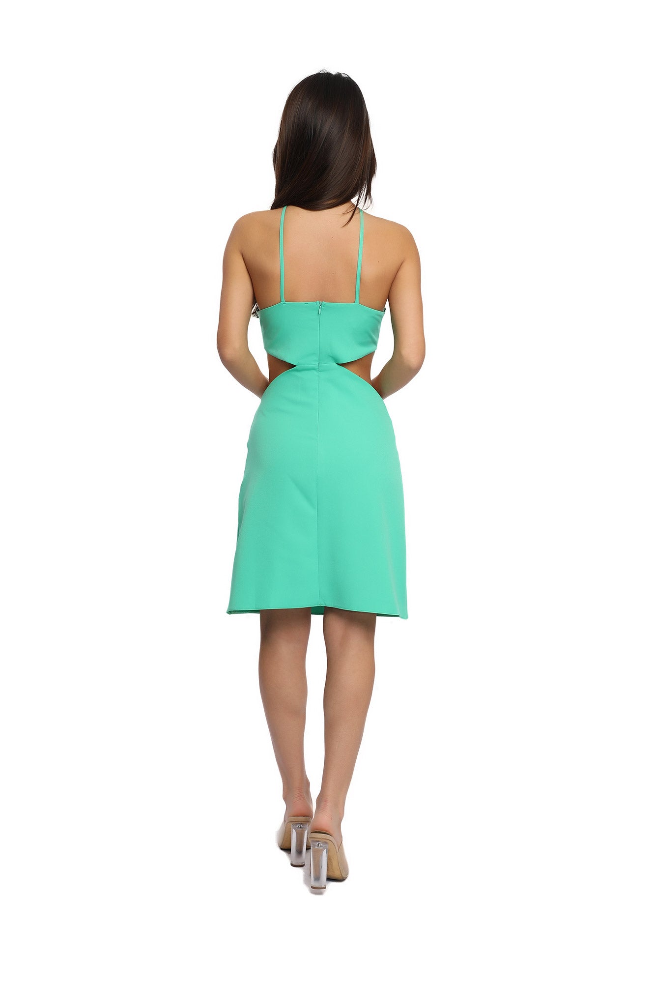 Alma Cut Out Mini Dress - Green