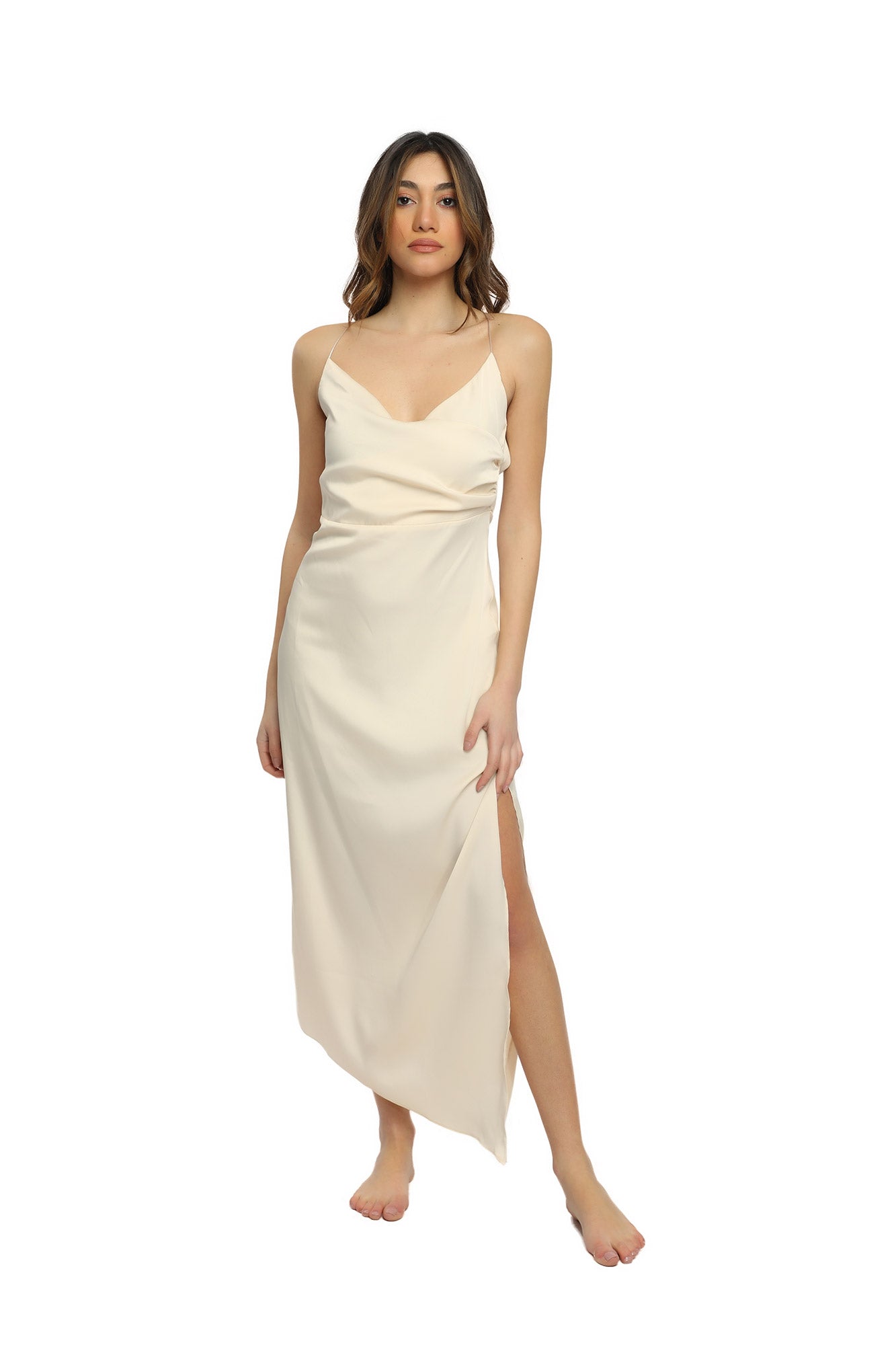 Kyra Satin Dress - Off-White