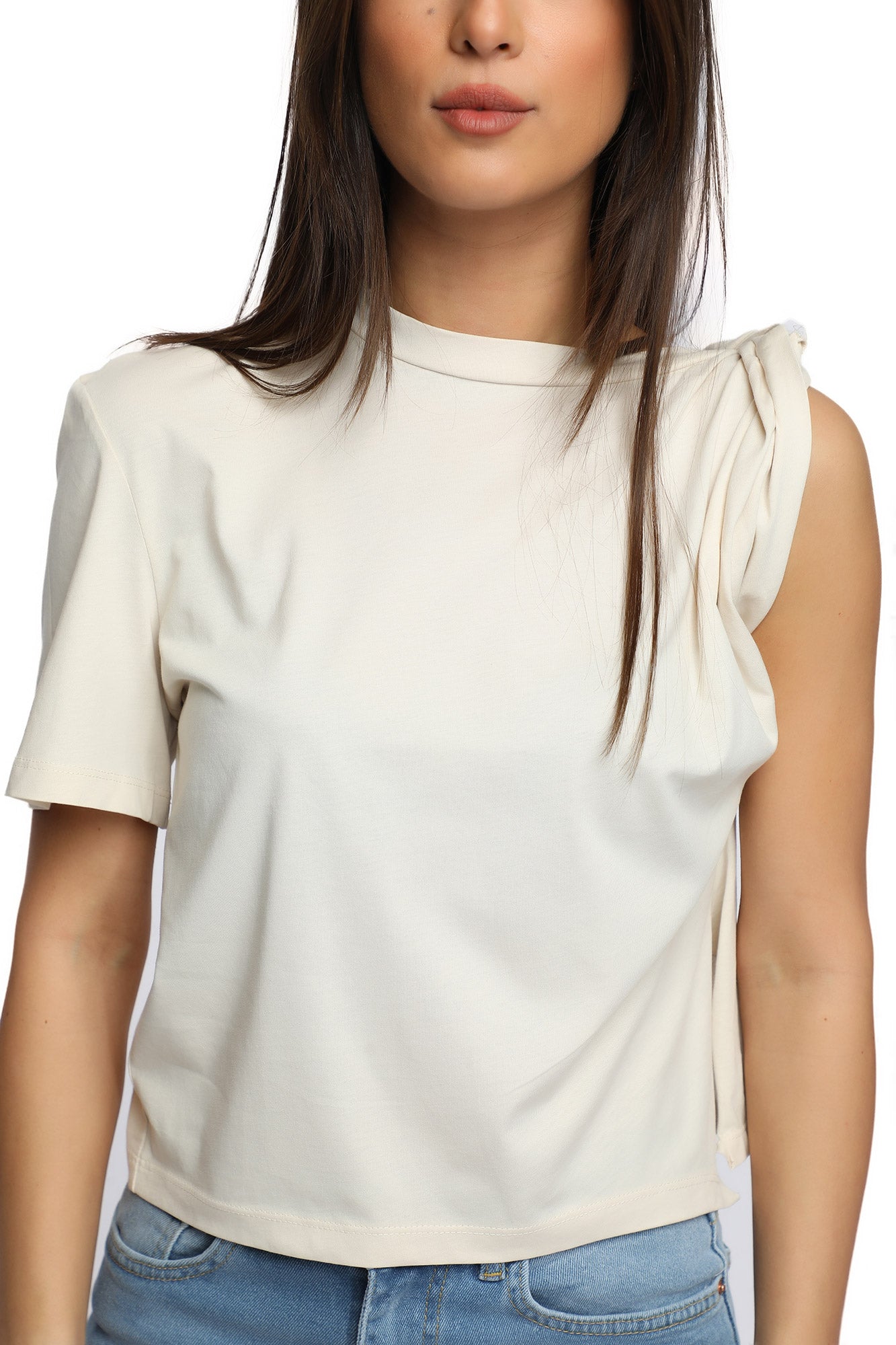 Cropped Cotton T-Shirt - Off-White