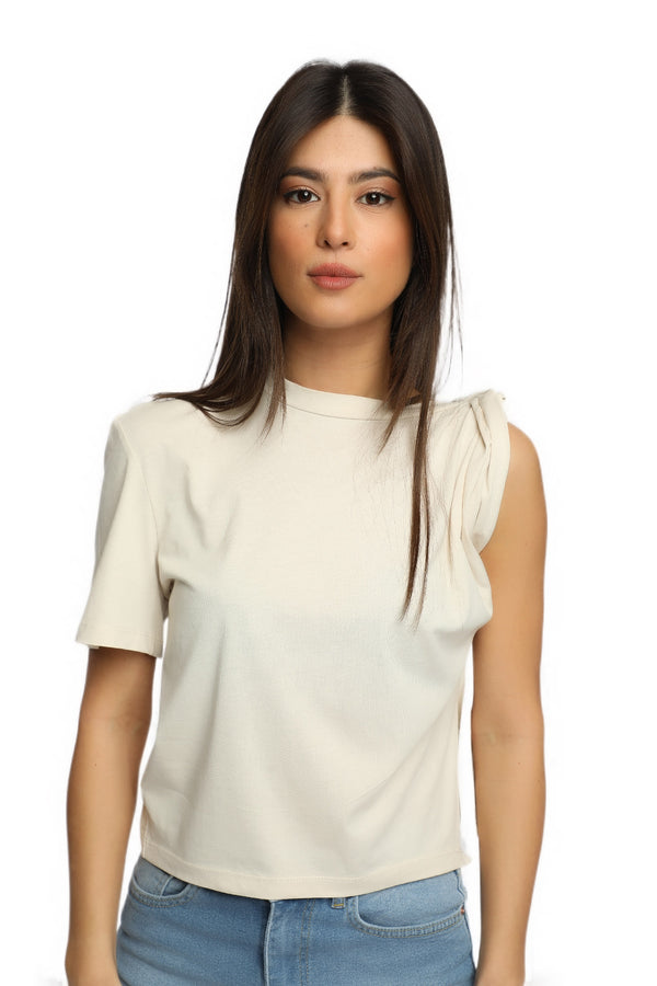 Cropped Cotton T-Shirt - Off-White