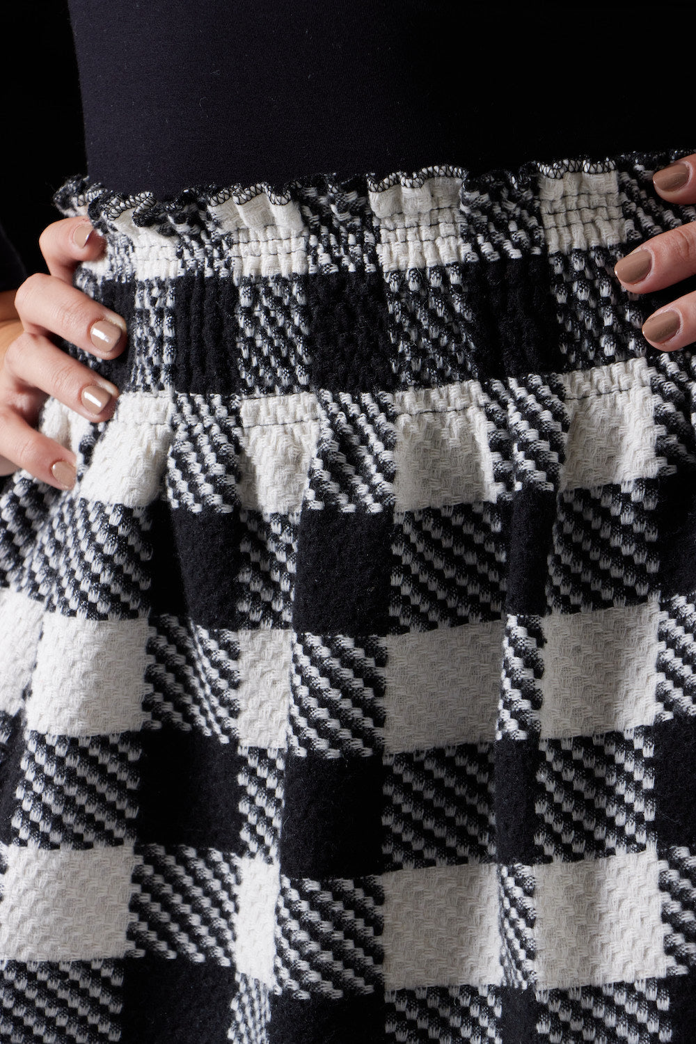 Checkered Mini Skirt-Black / White