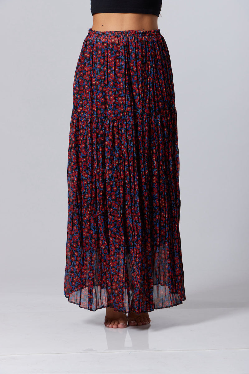 Evy Maxi Skirt-Printed Black – fashiondeclare