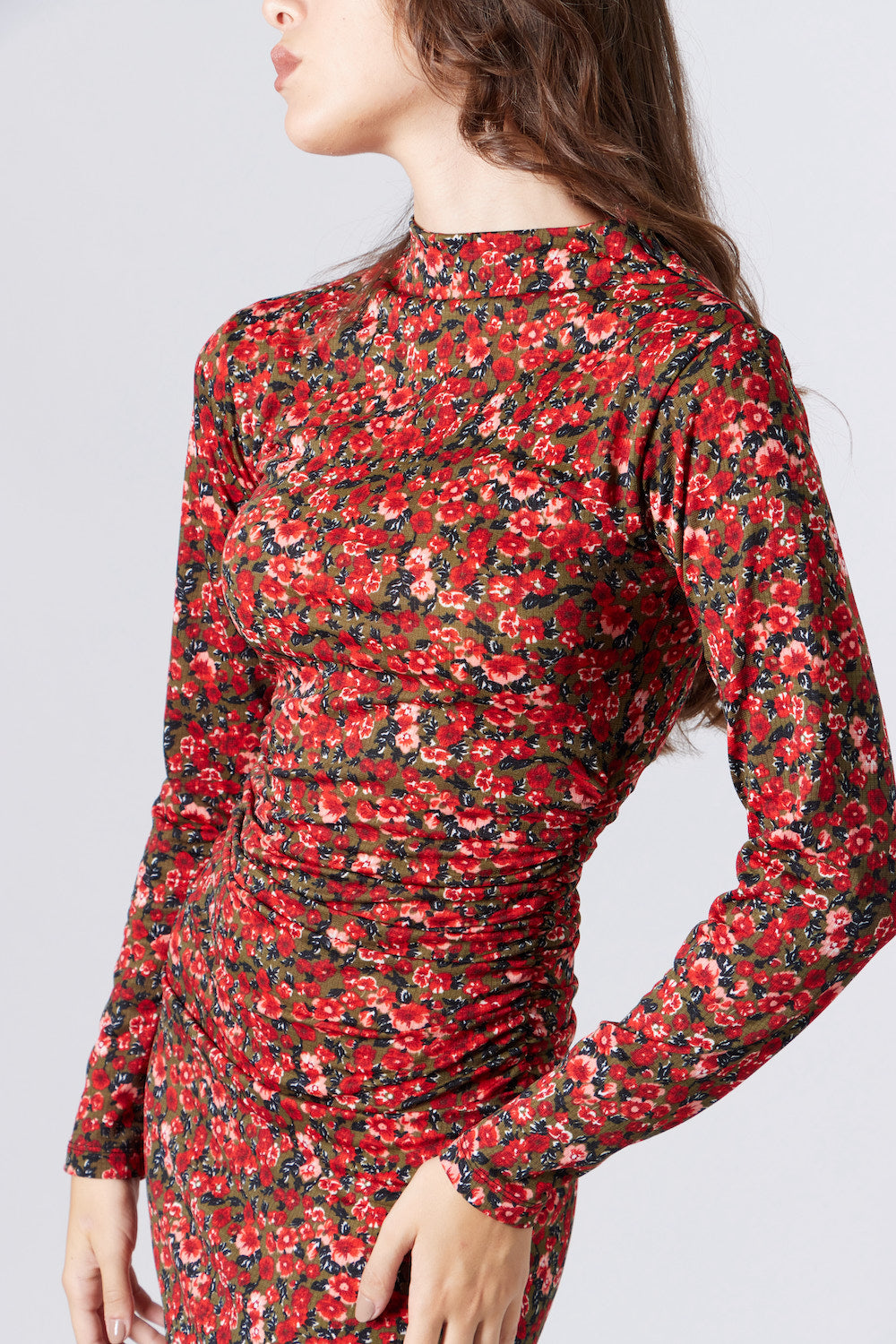 Lou Midi Dress - Floral Red