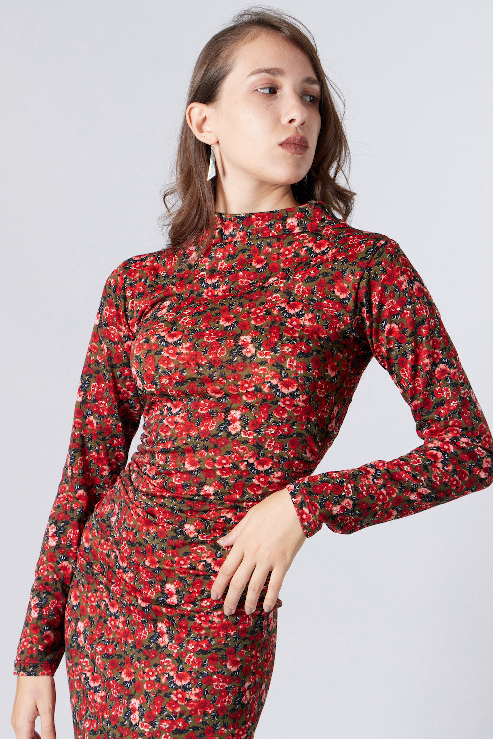 Lou Midi Dress - Floral Red