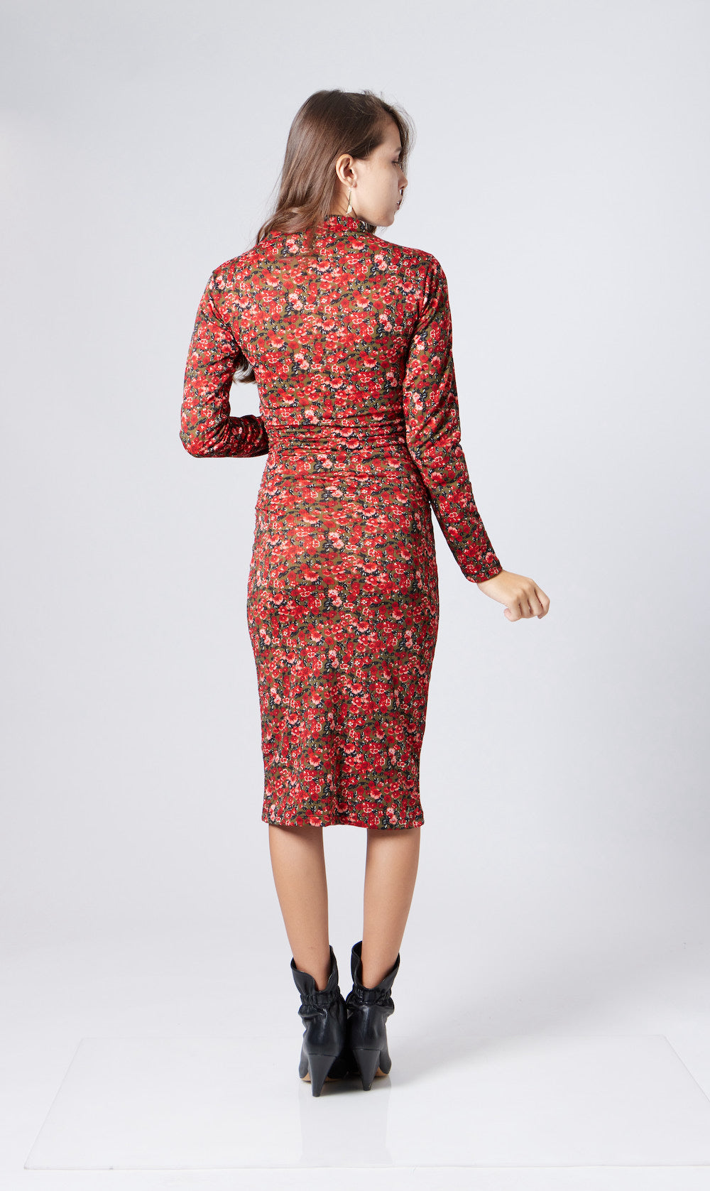 Lou Midi Dress - Floral Red