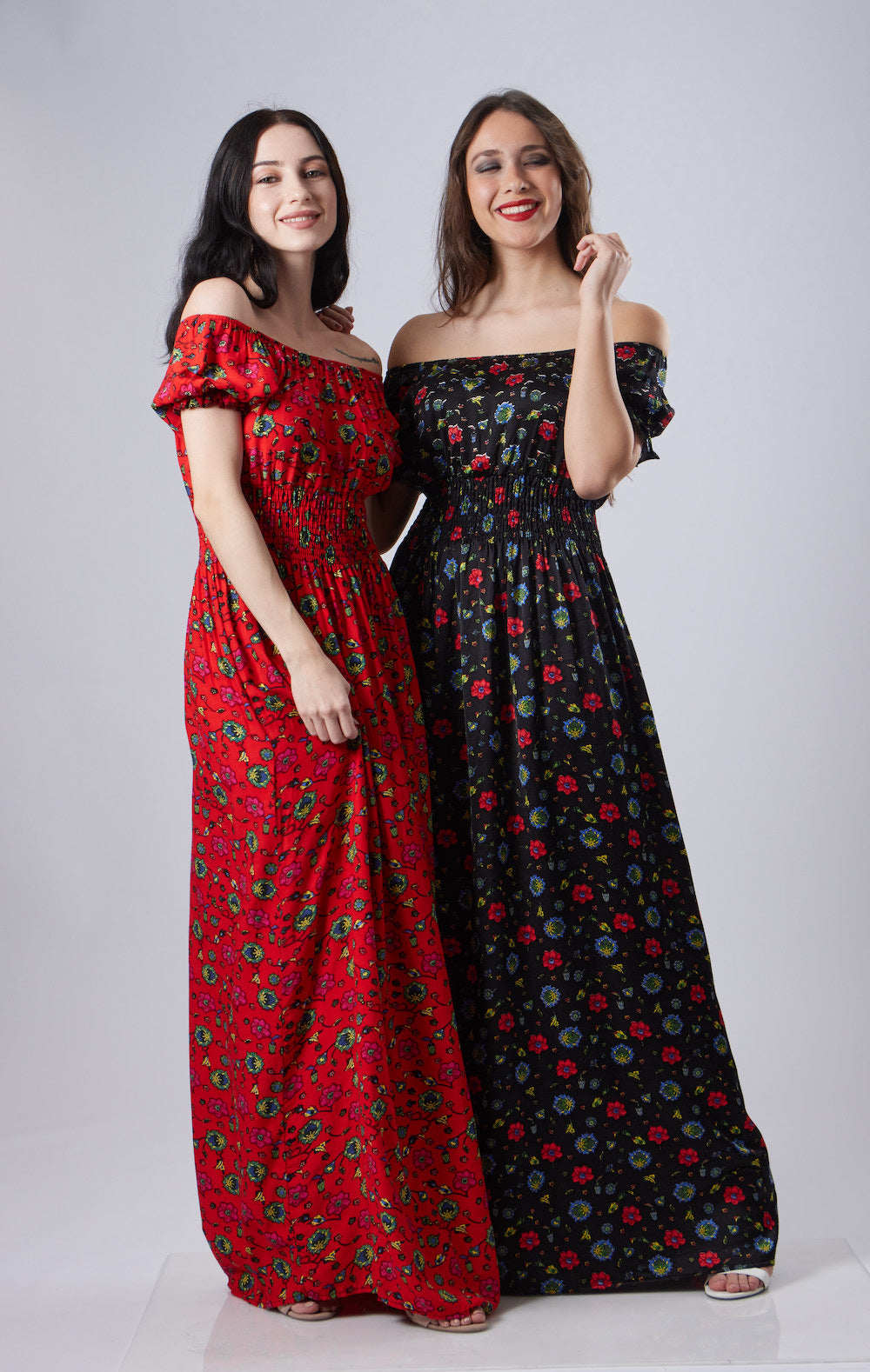 Rhea Off-Shoulder Dress - Floral Black