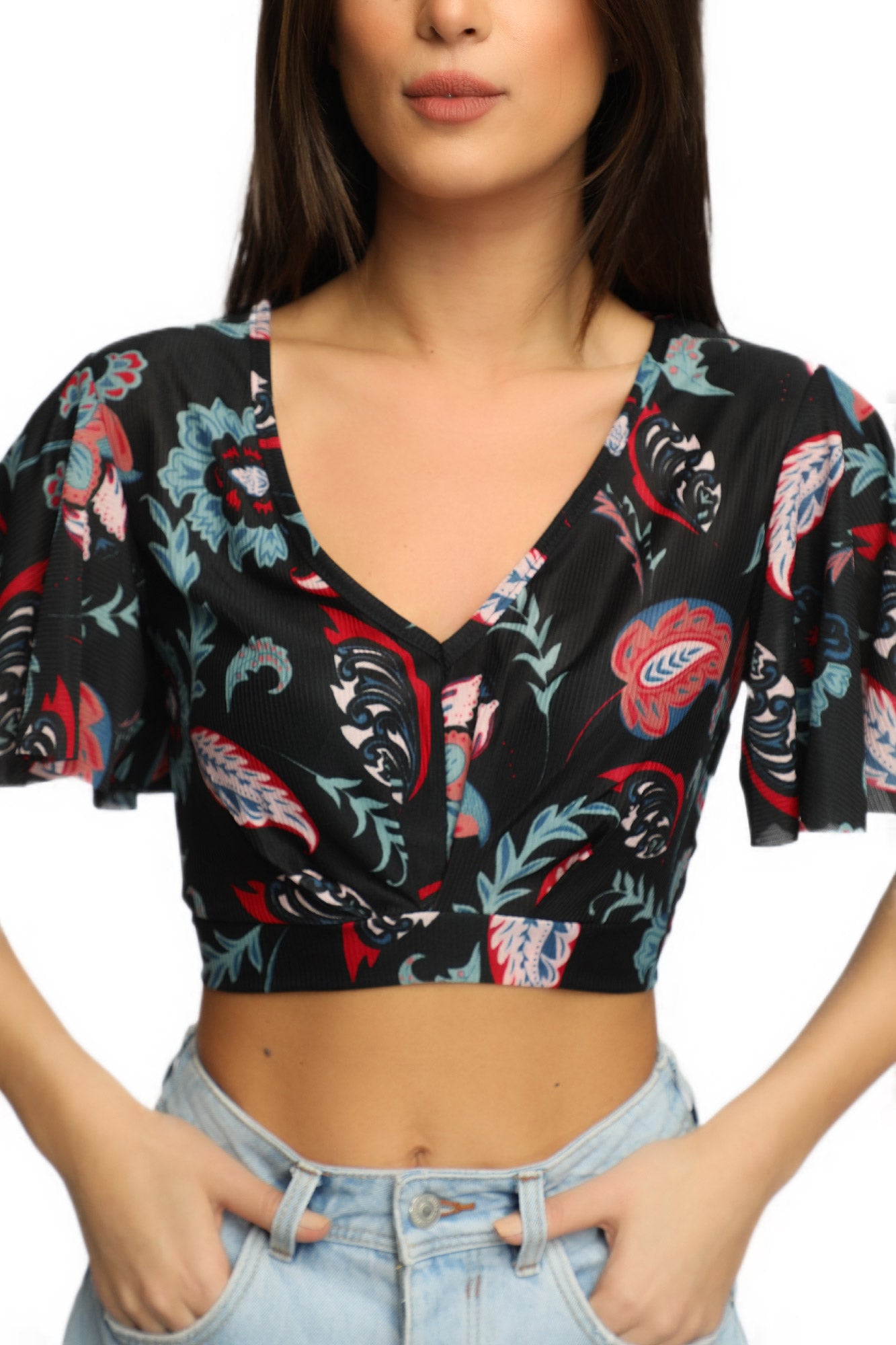 Kylie Crop Top - Pink Floral